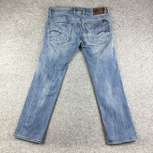 G-Star Raw Attacc Slim Straight Jeans Mens 34 Blue Medium Wash Button Fly Preppy